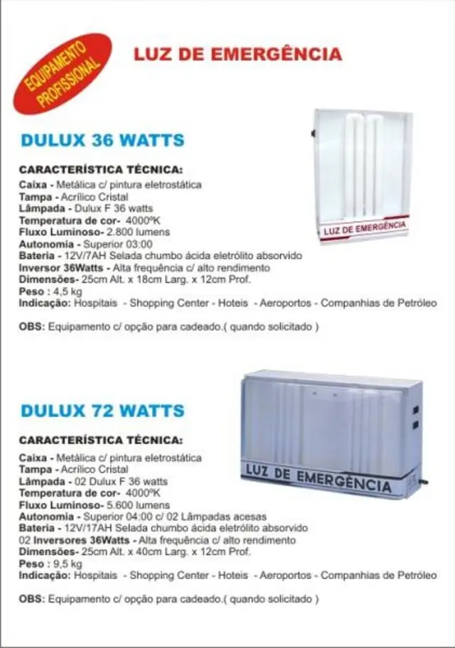 Luz de Emergência Dulux 36W
