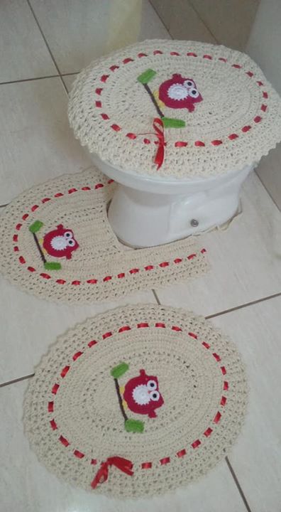 Lindos jogos de banheiro de croché 3 peças