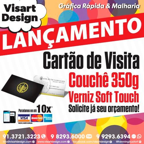 LANÇAMENTO: Cartão de Visita em Papel Couchê 350g e Verniz Soft Touch