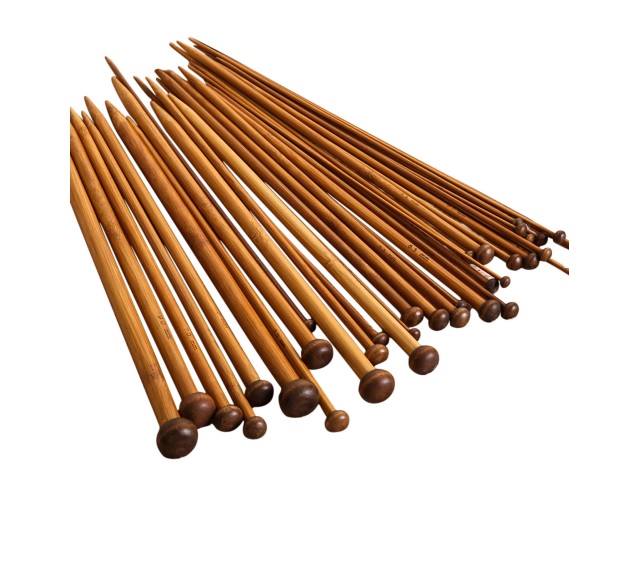 Jogo 36 Agulhas Para Tricô Em Bambu 25cm