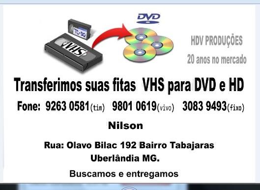 Tranferencia de VHS para DVD e HD