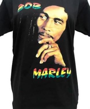 Camiseta Bob Marley Preta Pensando