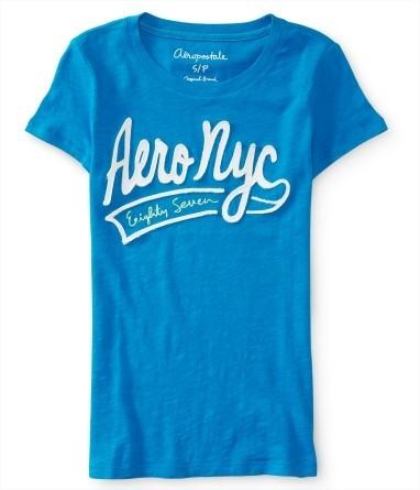 Camiseta Aéropostale Women's Aero NYC Script Graphic T Neptune Blue
