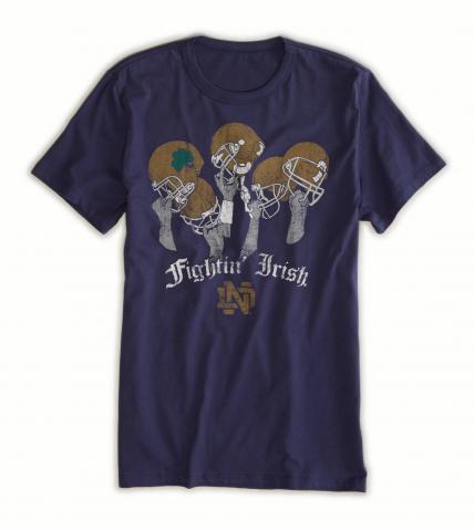 Camiseta American Eagle Men's 0168-6014 Notre Dame Vintage Crew T-Shirt Navy