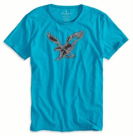 Camisetas American Eagle Men's Ae Applique Graphic T-Shirt Fresh Teal