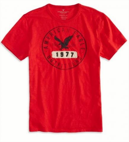 Camiseta American Eagle Men's AE Applique Graphic T-Shirt Nautical Red