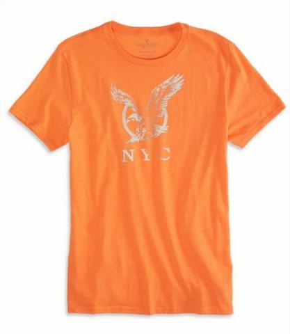 Camisetas American Eagle Men's Ae Nyc Graphic T-Shirt Safe Orange