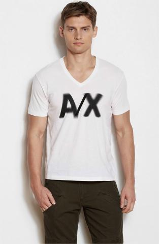 Camisetas Armani Exchange Men's Blurred Logo Tee White C6X427