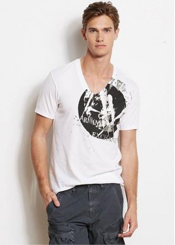 Camisetas Armani Exchange Men's Circle Logo Tee White Y6X913