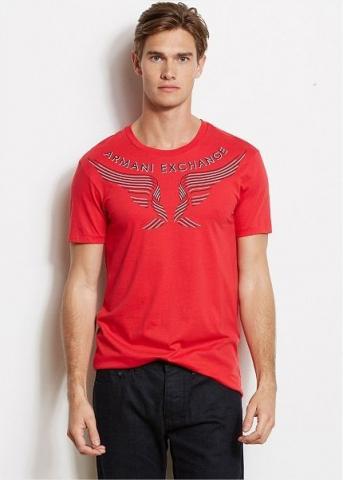 Camisetas Armani Exchange Men's Lined Eagle V-Neck Tee Scarlet Y6X912