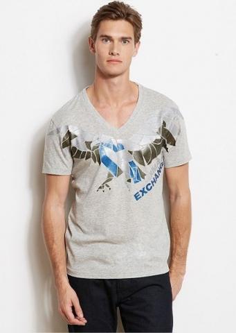 Camiseta Armani Exchange Men's Pieced Eagle Tee Heather Grey Y6X905