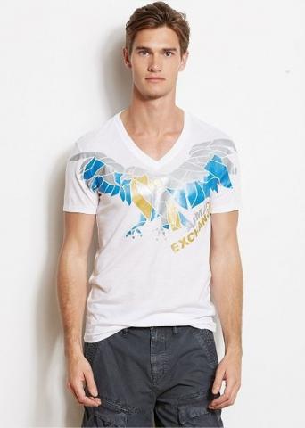 Camisetas Armani Exchange Men's Pieced Eagle Tee White Y6X905