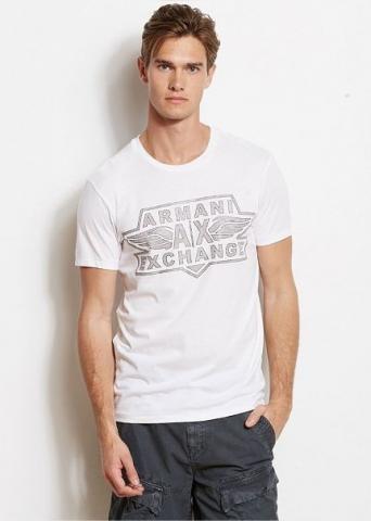 Camisetas Armani Exchange Men's Winged Logo Tee White C6X403
