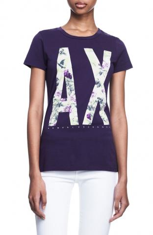 Camiseta Armani Exchange Women's Floral Logo Tee Plum Night E5X296