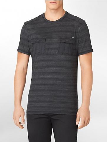 Camiseta Calvin Klein Men's Body Slim Fit Utility Stripe Pocket T-Shirt Black