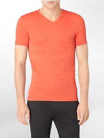 Camiseta Calvin Klein Men's X Fit Ultra Slim Fit V-Neck T-Shirt Poppy Re