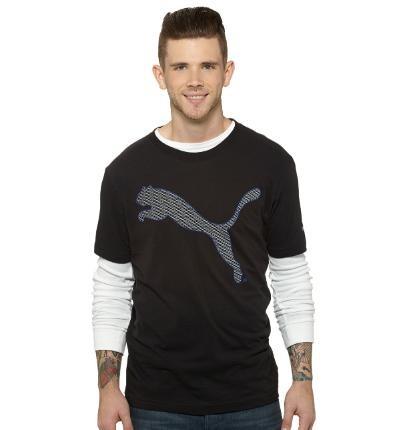 Camiseta Puma Men's Outline Big Cat T-Shirt BLK-WHITE-SURF THE WEB 892286-01