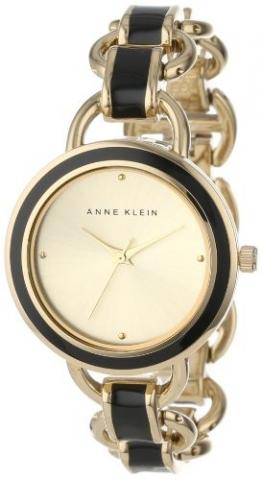 Relógio Anne Klein Women's AK/1246BKGB Black and Gold-Tone Black Enamel Open Link Bracelet Watch