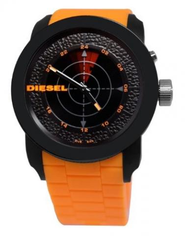 Relógio Diesel DZ1608 Franchise 44 Radar Effect Black Orange Silicone Band Men Watch NEW
