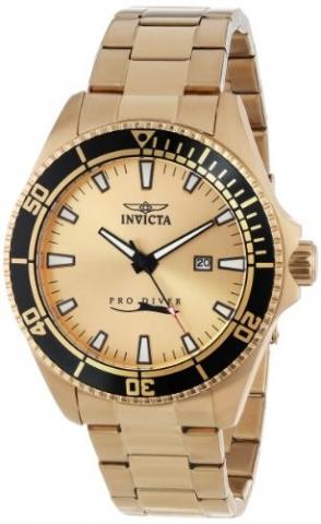 Relógio Invicta Men's 15186SYB Pro Diver Gold Dial 18k Ion-Plated Stainless Steel Watch with Impact Case