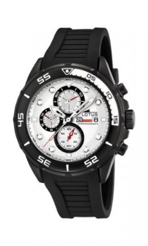 Relógio Lotus Men's ALARM CHRONO L15678/1 Black Resin Quartz Watch with White Dial