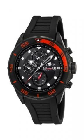 Relógio Lotus Men's ALARM CHRONO L15678/6 Black Resin Analog Quartz Watch with Black Dial