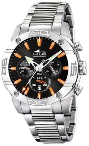 Relógio Lotus Men's CRONO L15643/4 Silver Stainless-Steel Analog Quartz Watch with Black Dial