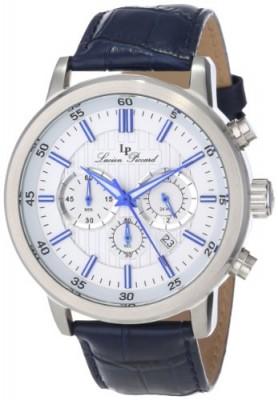 Relógio Lucien Piccard Men's 12011-023S-BL Monte Viso Chronograph White Textured Dial Dark Blue Leather Watch