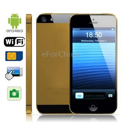 Hiphone 5S Desbloqueado V03 de Ouro, GPS + AGPS, Android 2.3.6