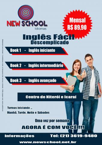 NEW SCHOOL CURSO DE INGLÊS R$ 89, 90 ICARAÍ E CENTRO