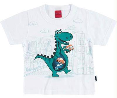 Camiseta New Infantil Menino Dino Branco