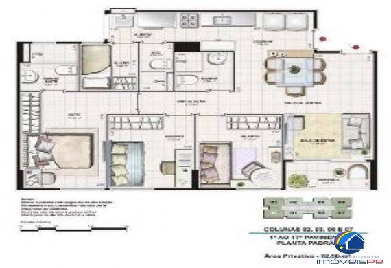 apartamento 3 dormitorios, barrio Imbiribeira $R 360000