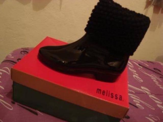 Melissa Ankle Boot Tricot Preto Opaco