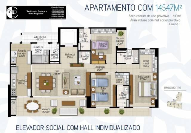 Apartamento 3 Suítes 145 mts no Guararapes