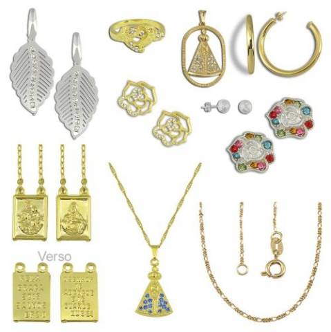 Produtos folheados, semi-jóias e bijuterias para revender ou para uso próprio