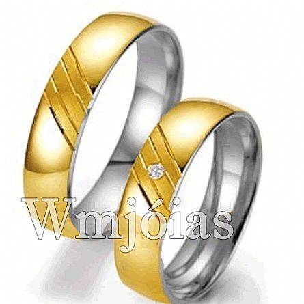 Aliancas de noivado e casamento ouro 18k e prata WM2952