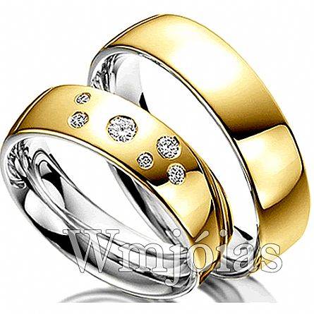 Aliancas de noivado e casamento ouro 18k e prata WM2954