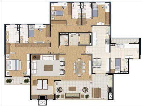 Apartamento Paesaggio 245mts - 4 dorms 4 suites com ampla Sacada Gourmet -3 ou 4 vagas - Elevador privativo, 2 por andar