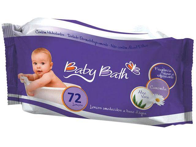Lenços Umedecidos Baby Bath com 72 unidades