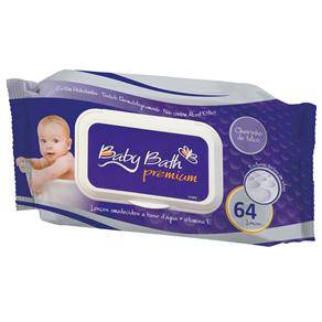 Lenços Umedecidos Baby Bath Premium com 64 unidades