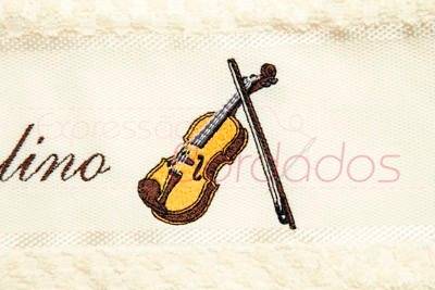 Toalha Instrumentos Musicais Violino Bordada Músico