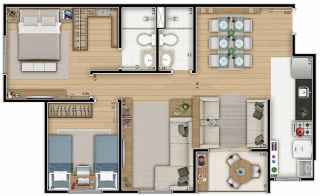 Auguri Residence Cyrela - 71mts 3 Dorm 2 Vagas Cobertas - Centro de SBC