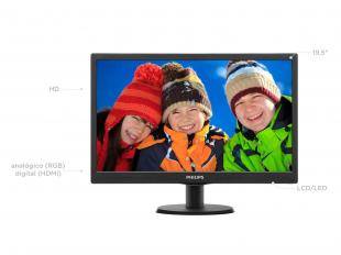 Monitor LED 19, 5 Widescreen - Philips 203V5LHSB2 Bivolt