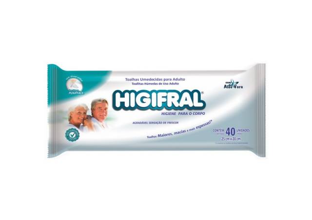 Higifral Toalhas Umedecidas para Adulto com 40 unidades