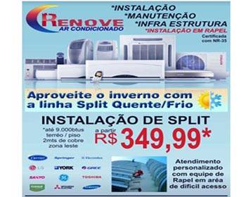 Instalação de Split - R$ 349, 00 - Renove Ar Condicionado - Instalação e Manutenção - Certificada NR-35 - São Paulo e Região