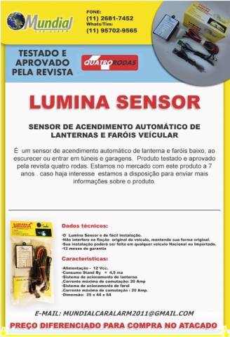 Sensor de Acendimento Automatico de Lanternas e Farois Baixo