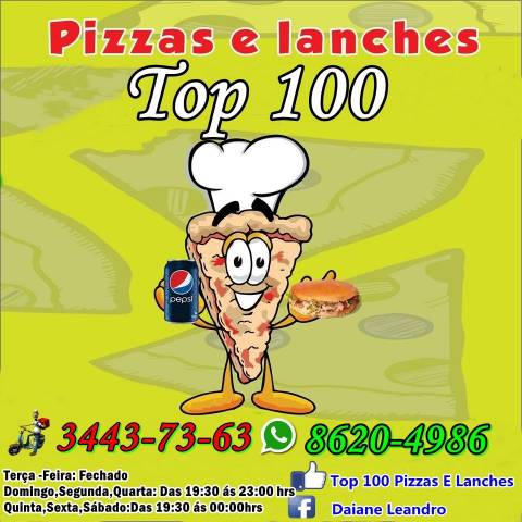 TOP 100 PIZZAS E LANCHES