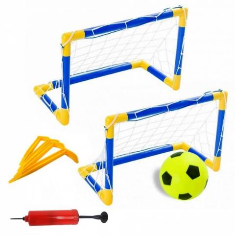 Kit Jogo Futebol Portatil Infantil com 2 Traves + Mini Bola com Bomba de Ar