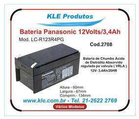 Bateria Recarregável Panasonic 12V / 3, 4 Ah - LC-R123R4PG