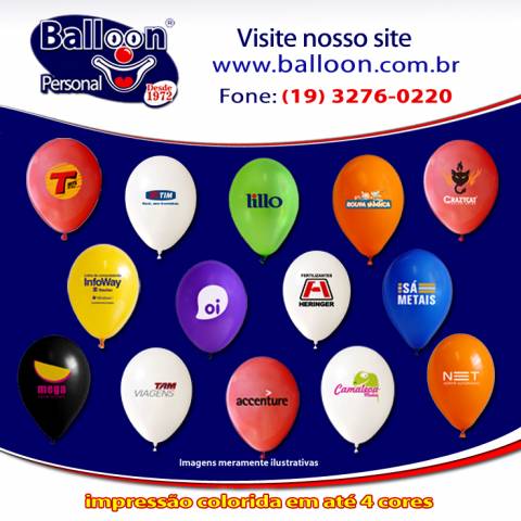 Balões Personalizados em até 4 cores de Gravação - Balloon Personal